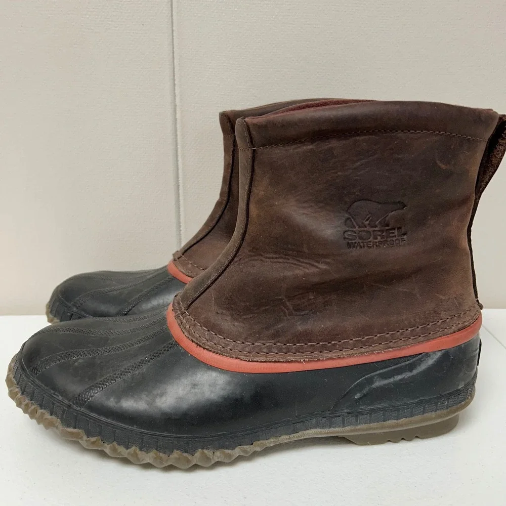 Sorel Cheyanne Premium Brown Winter Duck Toe Waterproof Boot Mens Size 10.5